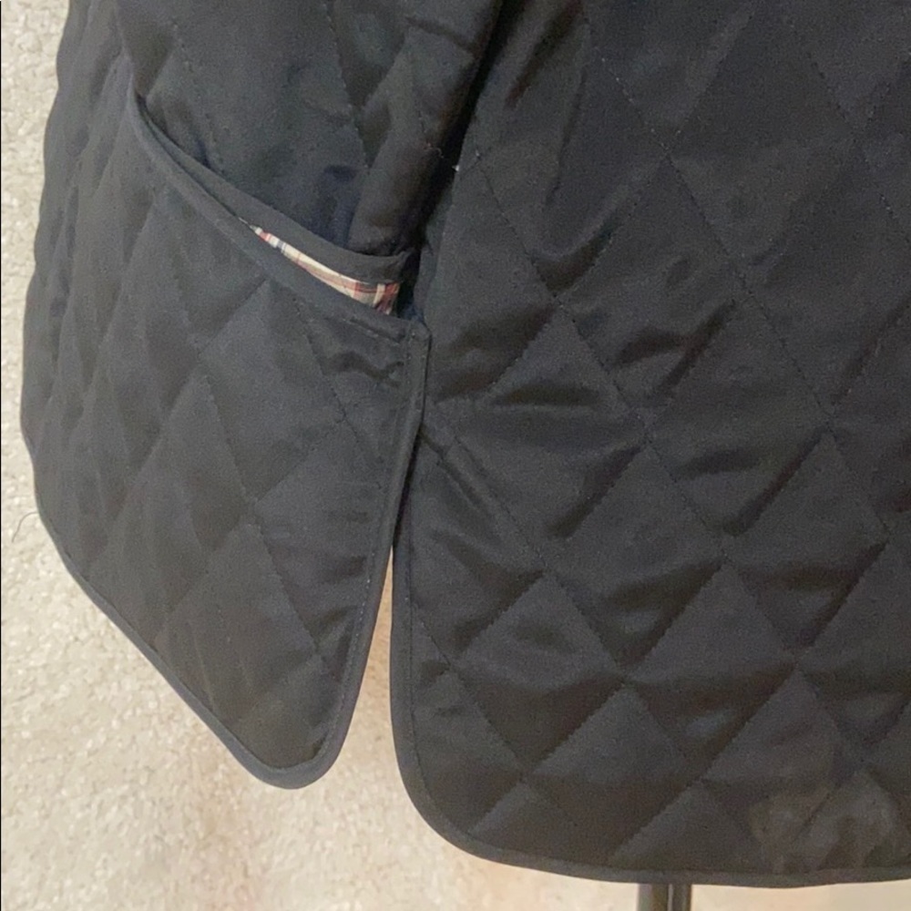 Julia Klein Black Quilted Jacket, PM, plaid lining - Picture 9 of 13
